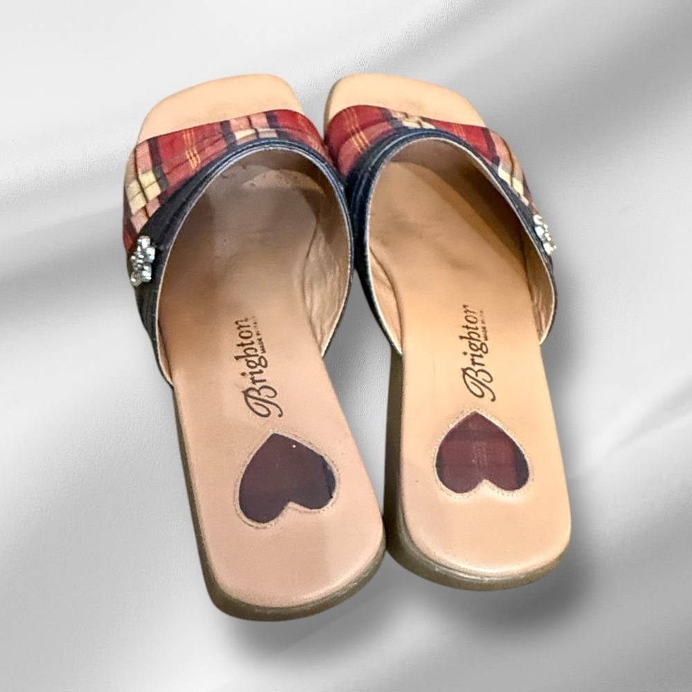 Brighton Belize Women's Multicolor Plaid Slide Sandals - Picture 4 of 8